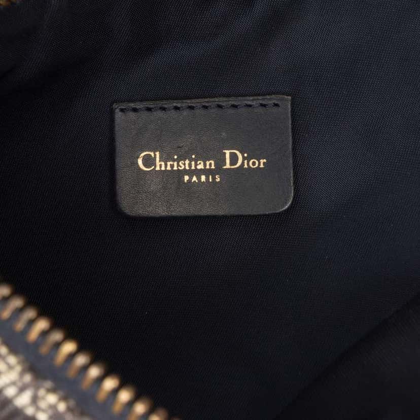 Dior Mini Diorissimo Canvas Saddle Pochette Blue Canvas Very good condition - Box View