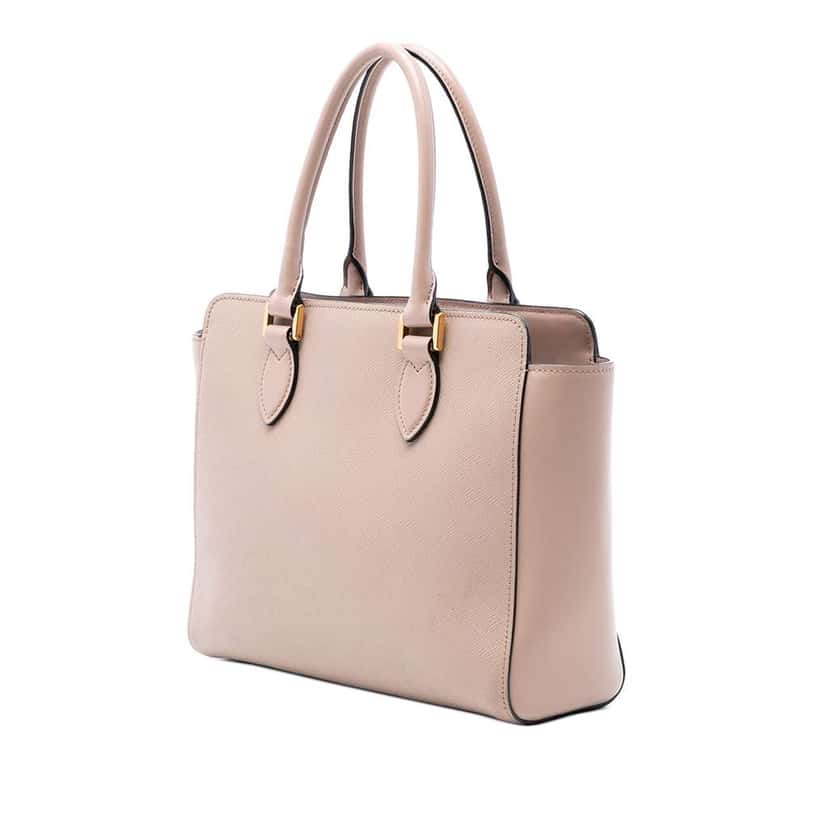 Prada Soft Calf Trimmed Saffiano Lux Open Convertible Tote Brown Leather Very good condition - Back View