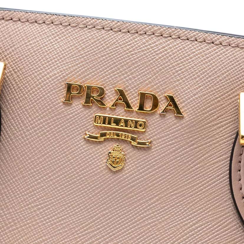 Prada Soft Calf Trimmed Saffiano Lux Open Convertible Tote Brown Leather Very good condition - Box View