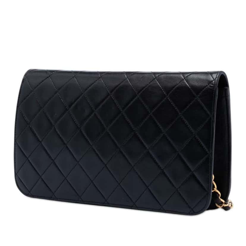 Chanel CC Quilted Lambskin Full Single Flap Black Leather Very good condition - Back View