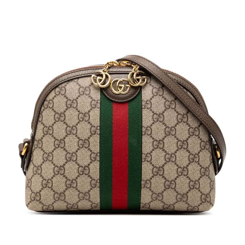 Gucci Small GG Supreme Web Ophidia Dome Crossbody Beige Canvas Very good condition - Front View