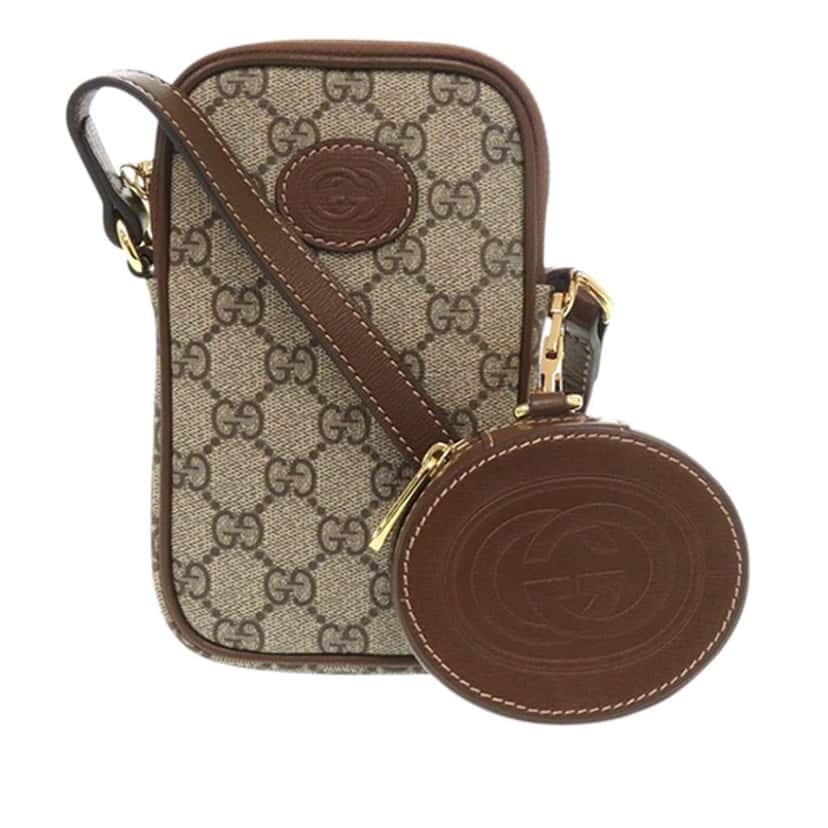 Gucci Mini GG Supreme Interlocking G Crossbody Beige Canvas Very good condition - Front View