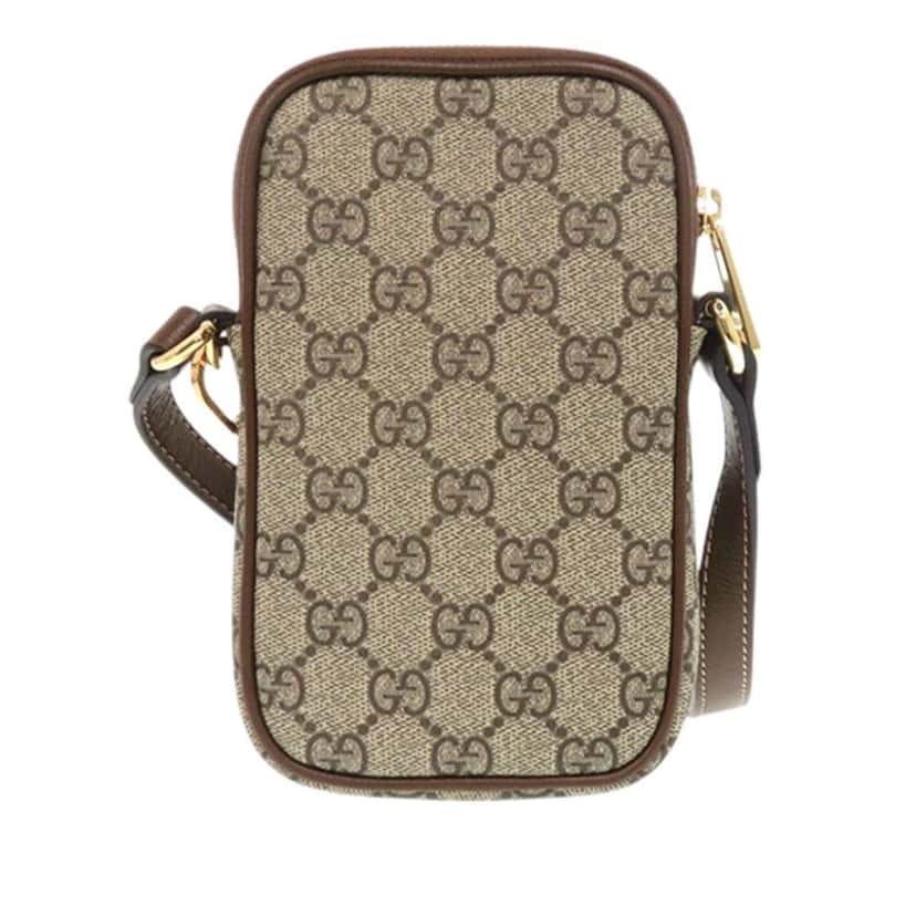 Gucci Mini GG Supreme Interlocking G Crossbody Beige Canvas Very good condition - Back View