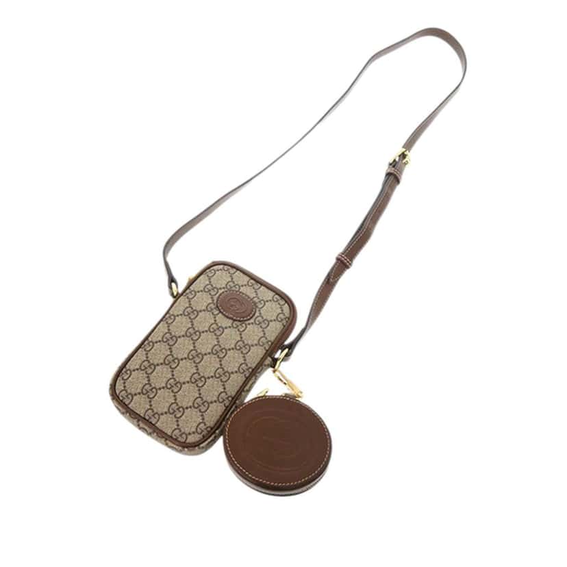 Gucci Mini GG Supreme Interlocking G Crossbody Beige Canvas Very good condition - Model View