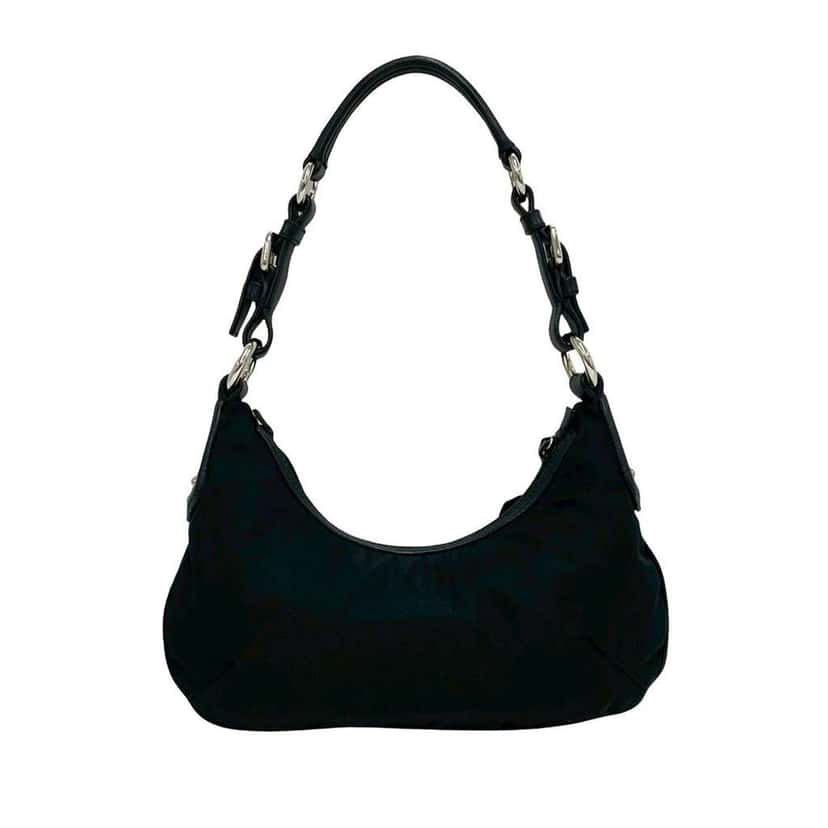 Prada Beaded Tessuto Evening Bear Shoulder Bag Black Very good condition - Back View