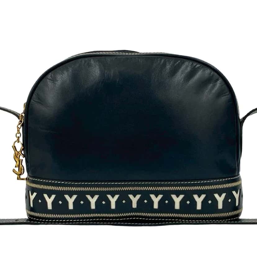 Saint Laurent Leather Y Cutout Crossbody Blue Leather Very good condition - Front View