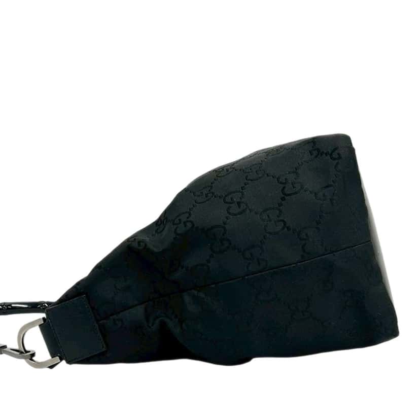Gucci GG Nylon Bamboo Shoulder Bag Black Very good condition - Box View