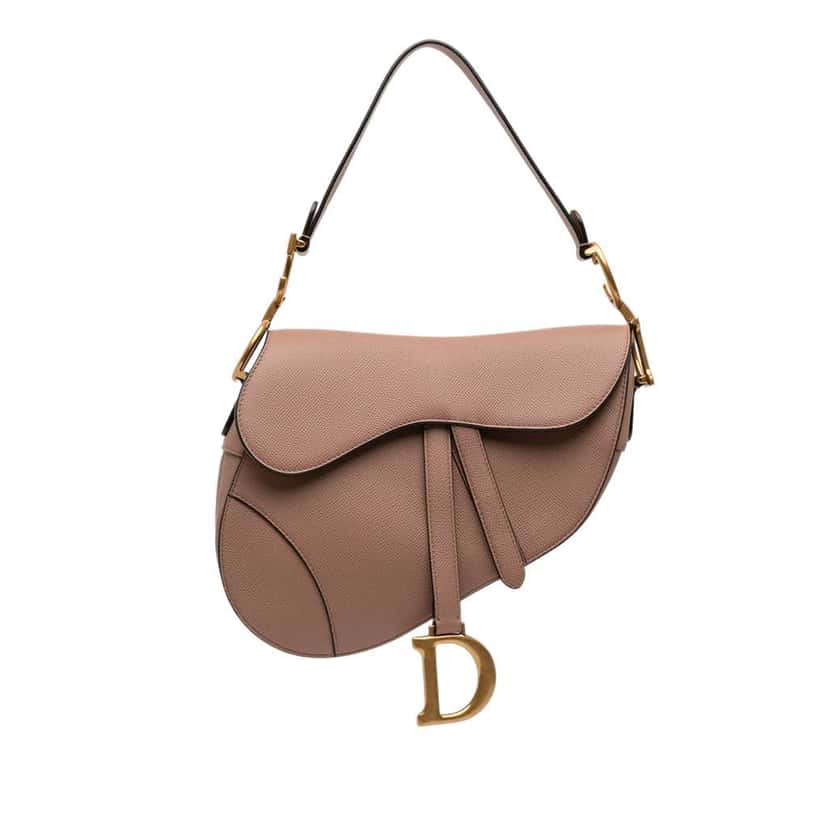 Dior Grained Calfskin Saddle Bag Brown Leather Very good condition - Front View