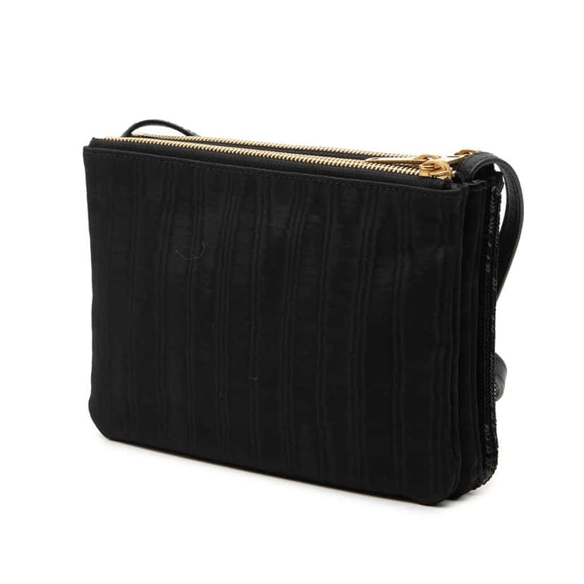 Celine Small Sequin Trio Crossbody Black Polyester Very good condition - Back View