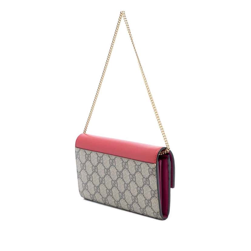 Gucci GG Supreme Padlock Wallet On Chain Beige Canvas Very good condition - Back View