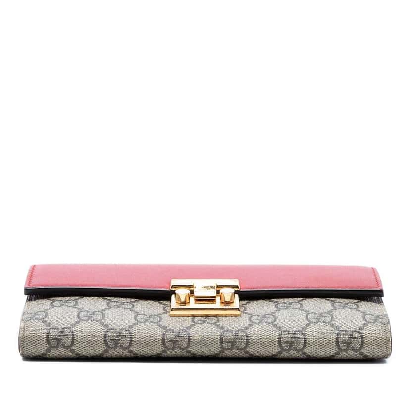 Gucci GG Supreme Padlock Wallet On Chain Beige Canvas Very good condition - Inside View