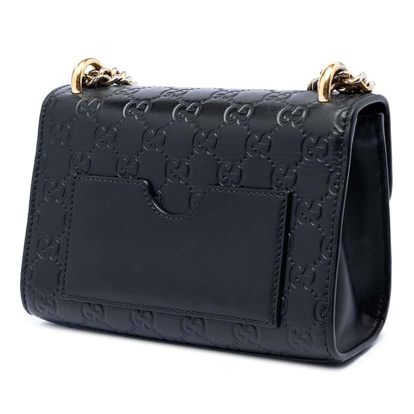 Gucci Small Guccissima Padlock Crossbody Black Leather Very good condition - Back View