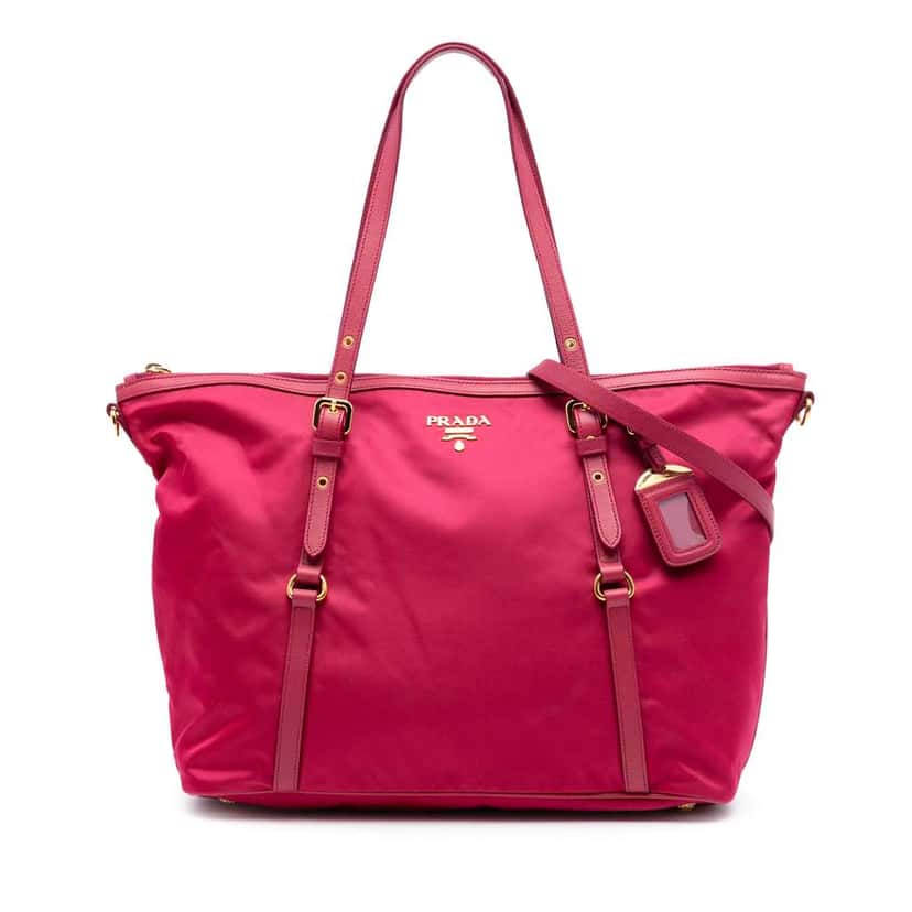 Prada Saffiano Trimmed Tessuto Satchel Pink Very good condition - Front View
