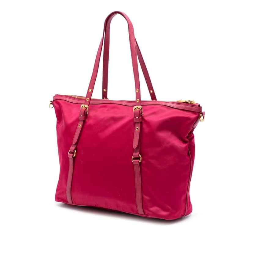 Prada Saffiano Trimmed Tessuto Satchel Pink Very good condition - Back View