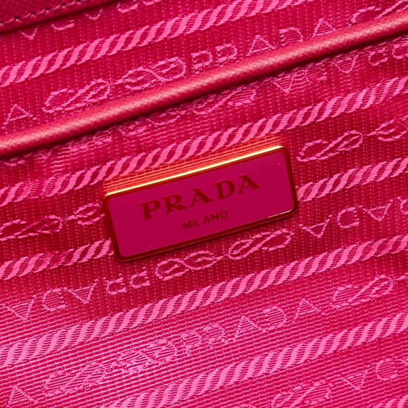 Prada Saffiano Trimmed Tessuto Satchel Pink Very good condition - Box View