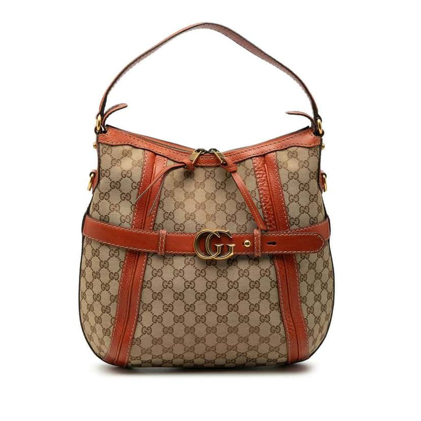 Gucci Medium GG Canvas Running Satchel Beige Canvas Very good condition - Front View