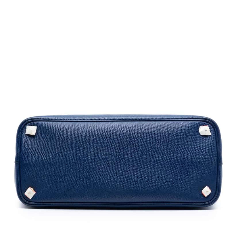 Prada Medium Saffiano Cuir Double Satchel Blue Leather Very good condition - Inside View