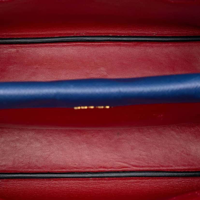 Prada Medium Saffiano Cuir Double Satchel Blue Leather Very good condition - Model View