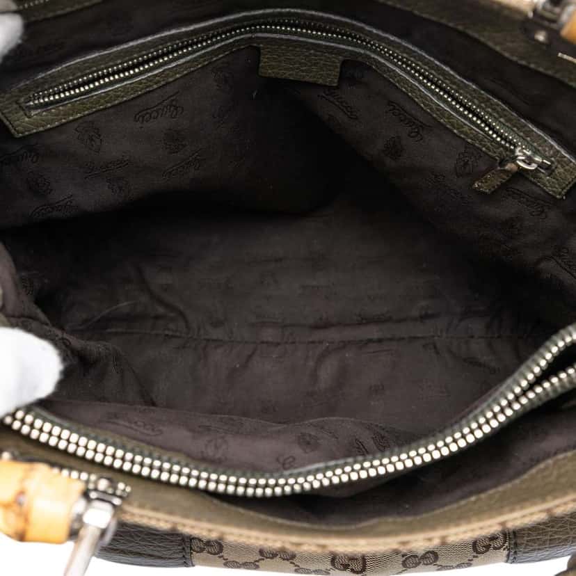 Gucci Large GG Canvas Bamboo Libeccio Tote Beige Canvas Very good condition - Model View