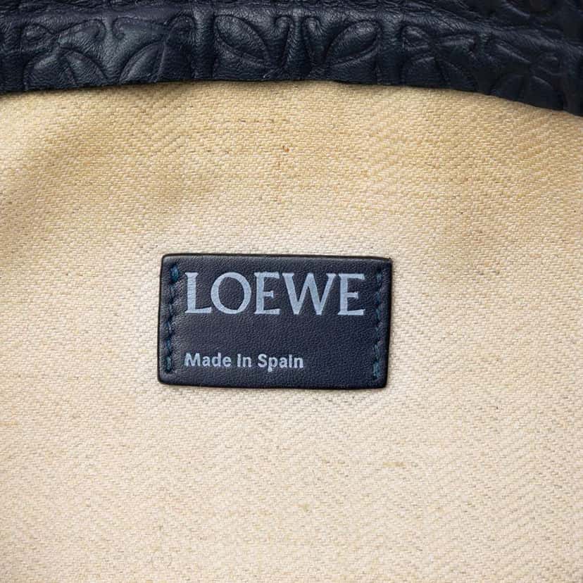 Loewe Embossed Anagram Leather Repeat T Clutch Blue Leather Very good condition - Box View