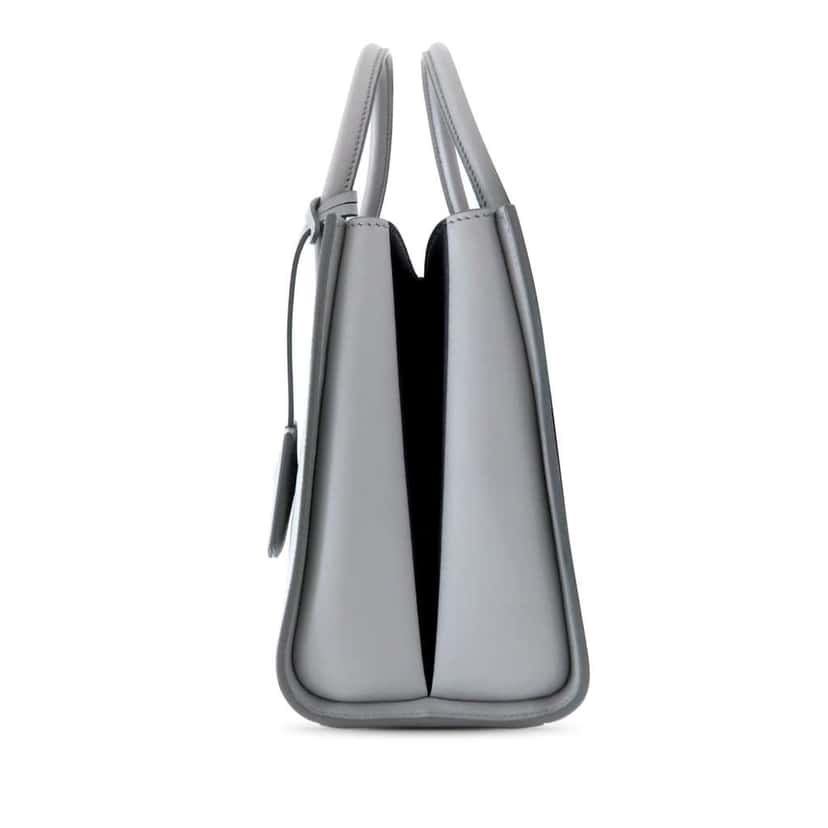 Prada Small Saffiano Cuir Monochrome Top Handle Tote Grey Leather Very good condition - Back View