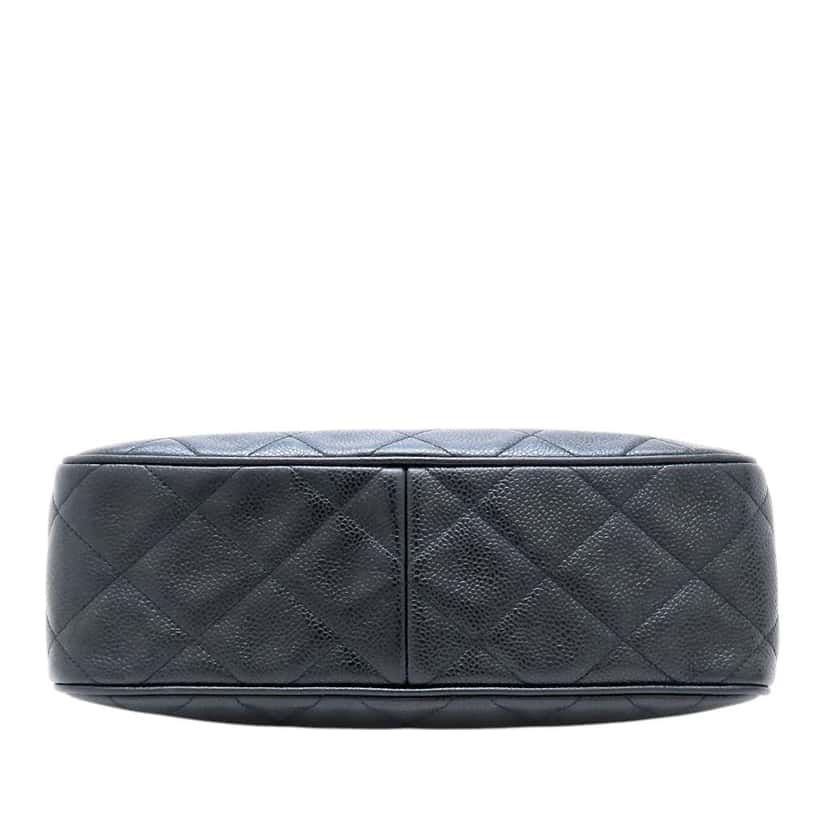 Chanel CC Quilted Caviar Front Pocket Shoulder Bag Black Leather Very good condition - Inside View