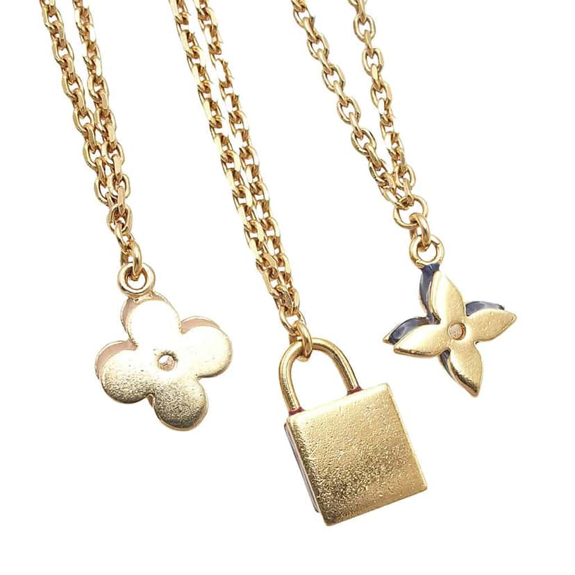 Louis Vuitton Gold Plated Enamel Monogram Sweet Charm Triple Chain Bracelet Gold Metal Very good condition - Box View