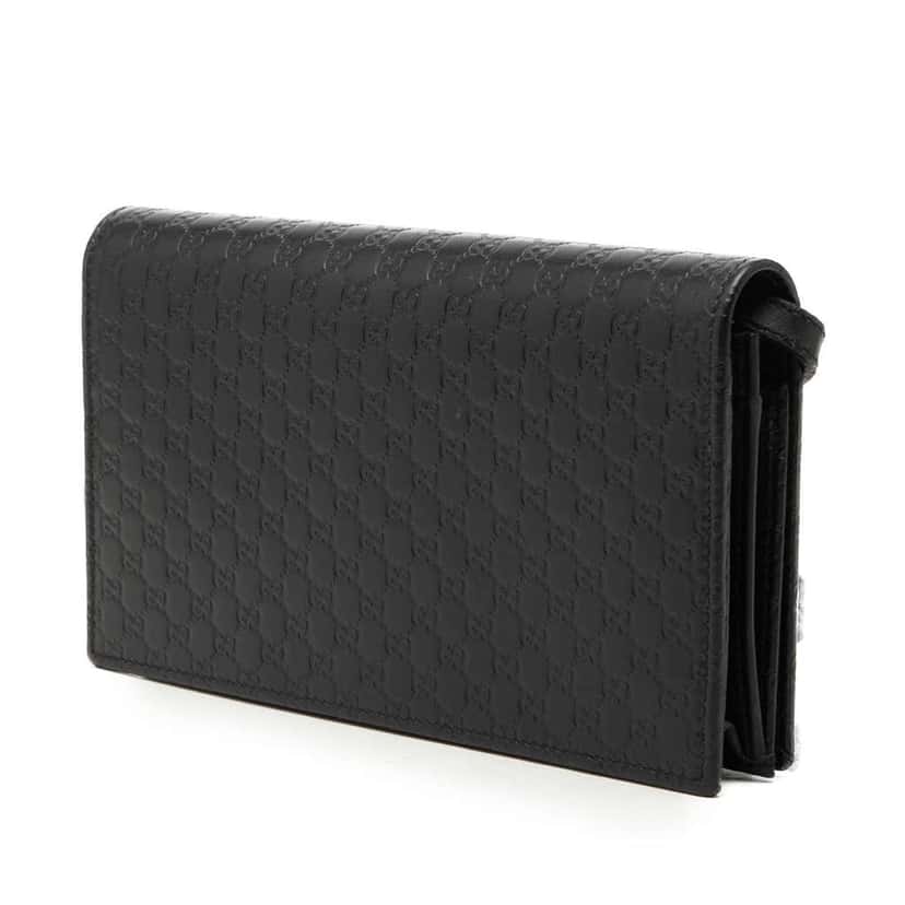Gucci Microguccissima Wallet on Strap Black Leather Very good condition - Back View