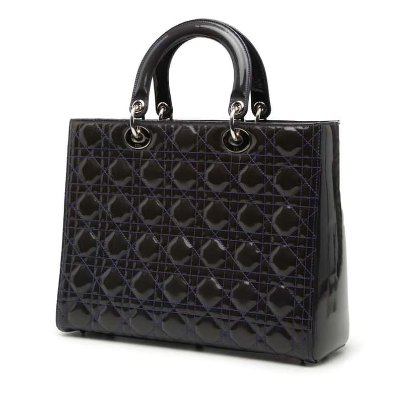 Dior Large Patent Cannage Lady Dior Purple Leather Very good condition - Back View