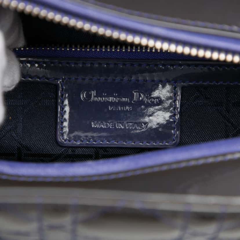 Dior Large Patent Cannage Lady Dior Purple Leather Very good condition - Box View