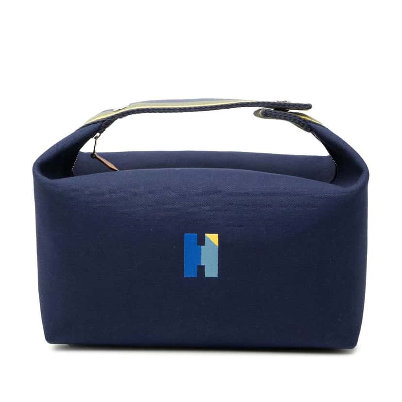 Hermès Large Toile Bride A Brac H Pavillon Case Blue Canvas Very good condition - Front View