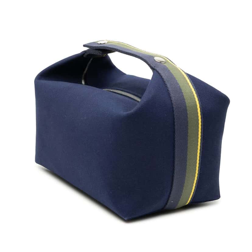 Hermès Large Toile Bride A Brac H Pavillon Case Blue Canvas Very good condition - Back View