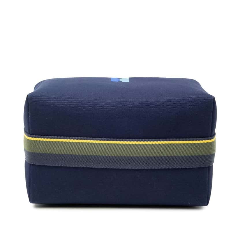 Hermès Large Toile Bride A Brac H Pavillon Case Blue Canvas Very good condition - Inside View