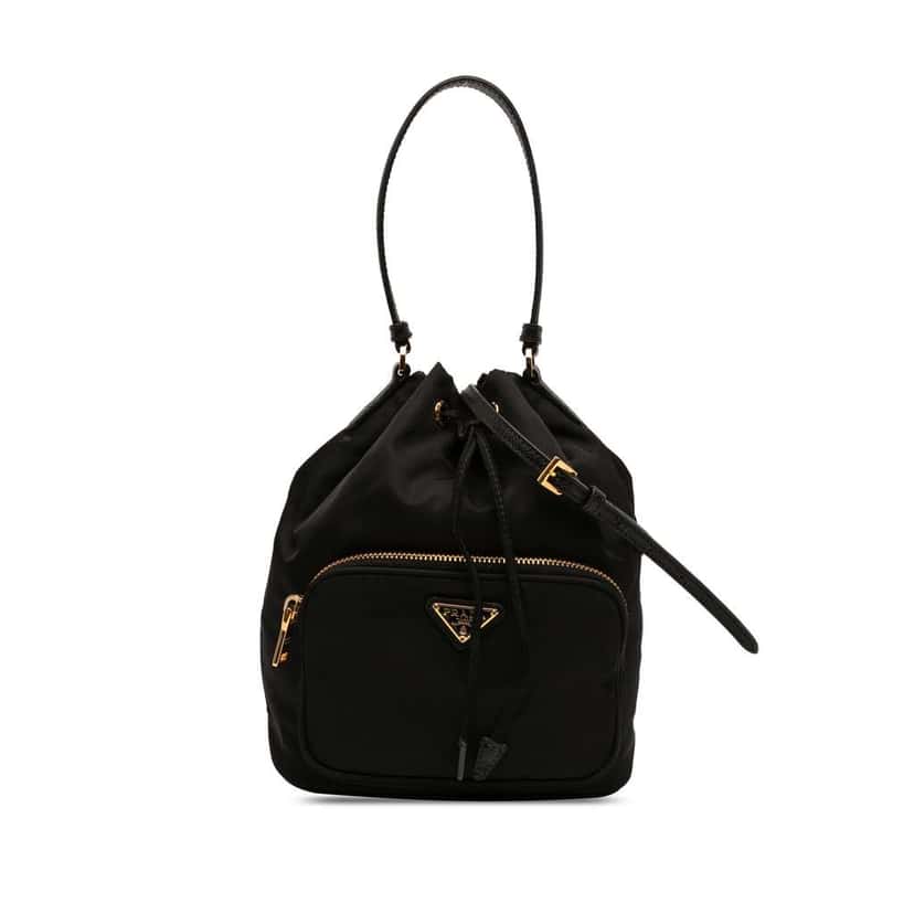 Prada Re Nylon Duet Bucket Bag Black Very good condition - Front View