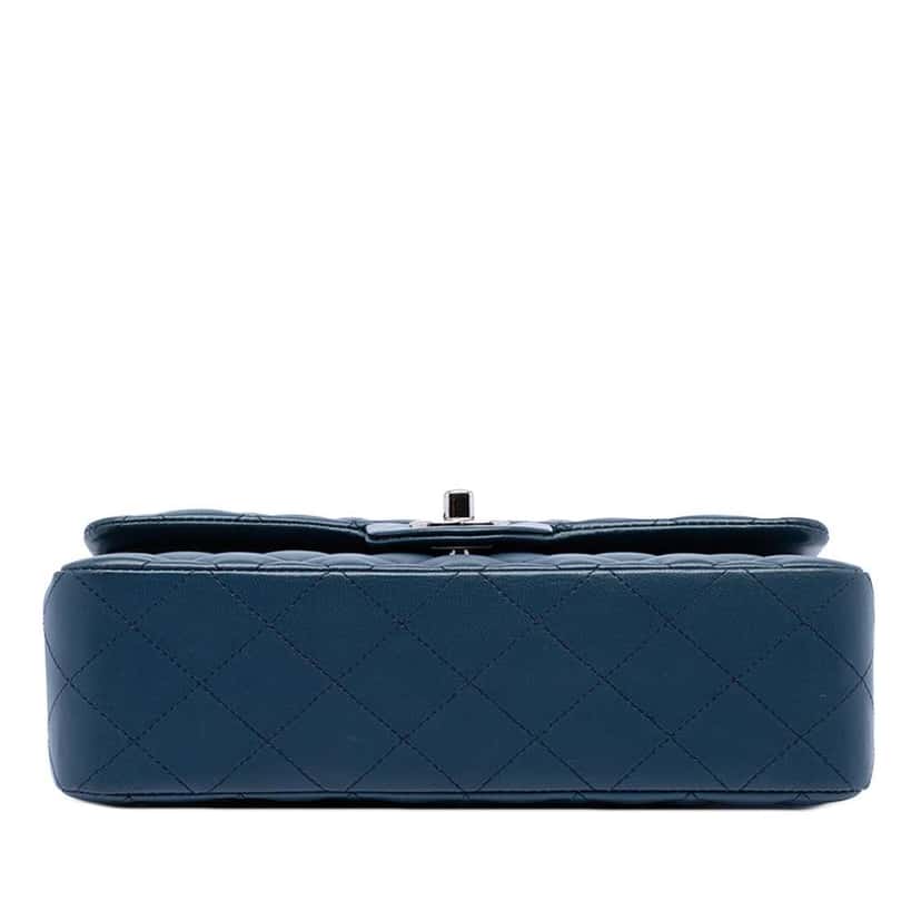 Chanel Small Classic Lambskin Double Flap Blue Leather Very good condition - Inside View