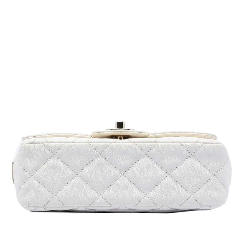 Chanel Mini Rectangular Caviar Single Flap White Leather Very good condition - Inside View