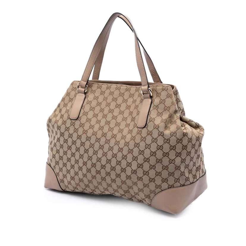 Gucci GG Canvas Web Dressage Tote Beige Canvas Very good condition - Back View