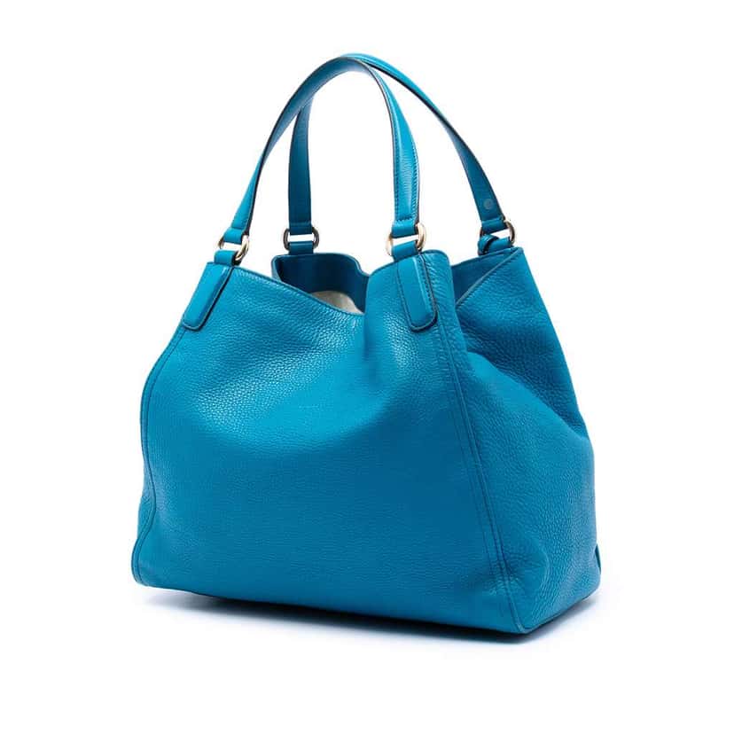 Gucci Medium Leather Soho Cellarius Tote Blue Leather Very good condition - Back View