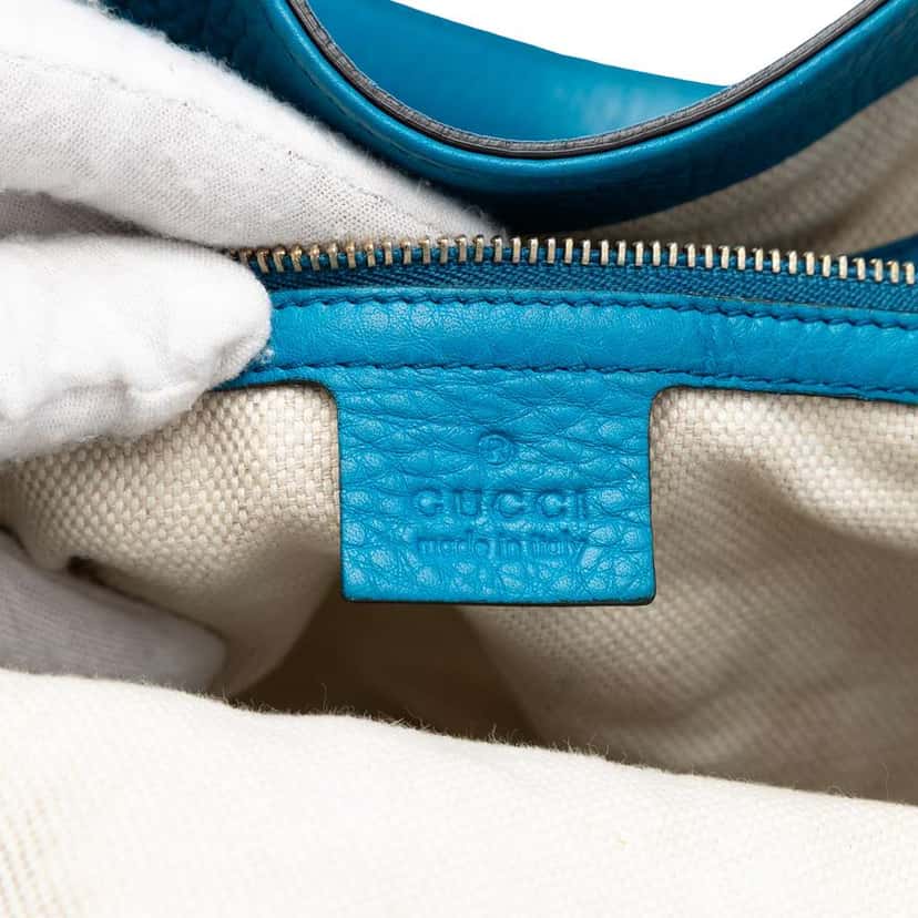 Gucci Medium Leather Soho Cellarius Tote Blue Leather Very good condition - Box View