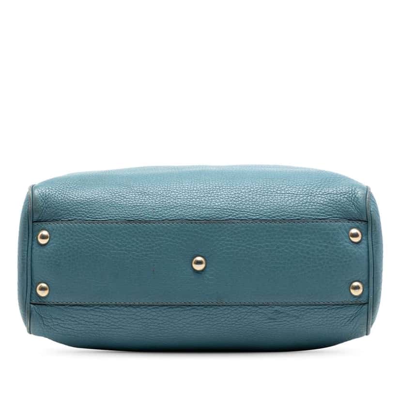 Gucci Small Calfskin Bamboo Shopper Satchel Blue Leather Very good condition - Inside View