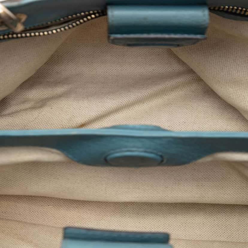 Gucci Small Calfskin Bamboo Shopper Satchel Blue Leather Very good condition - Model View