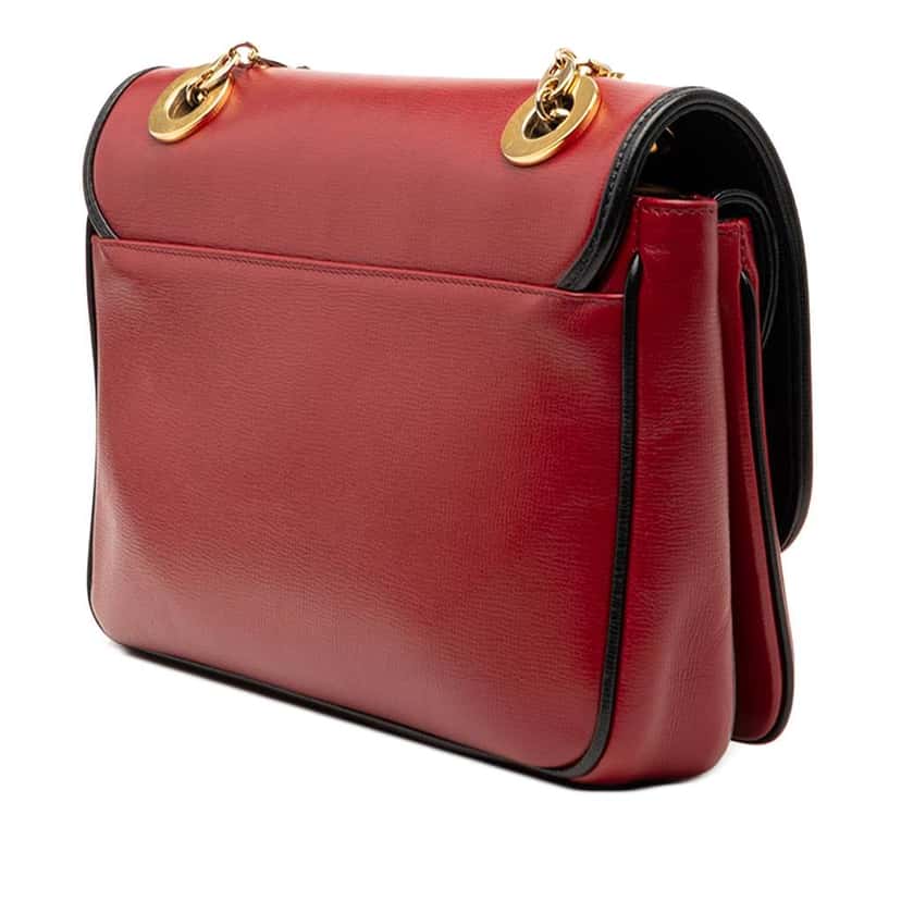 Gucci Small Leather Marina Chain Shoulder Bag Red Leather Very good condition - Back View