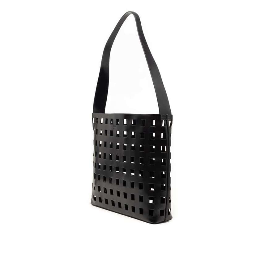 Prada Perforated Leather Shoulder Bag Black Leather Very good condition - Back View