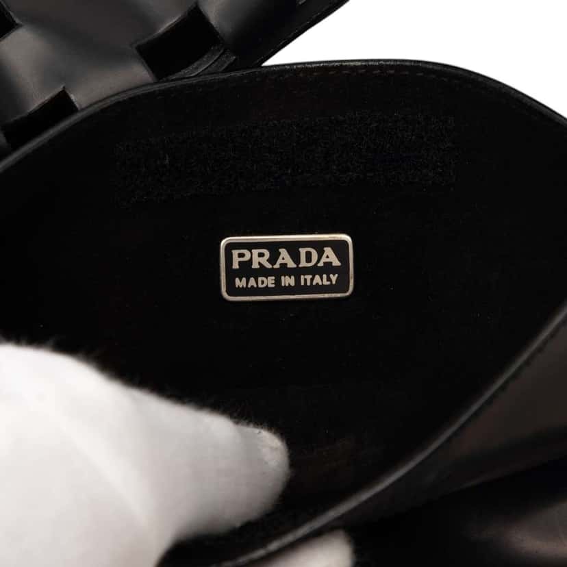 Prada Perforated Leather Shoulder Bag Black Leather Very good condition - Box View