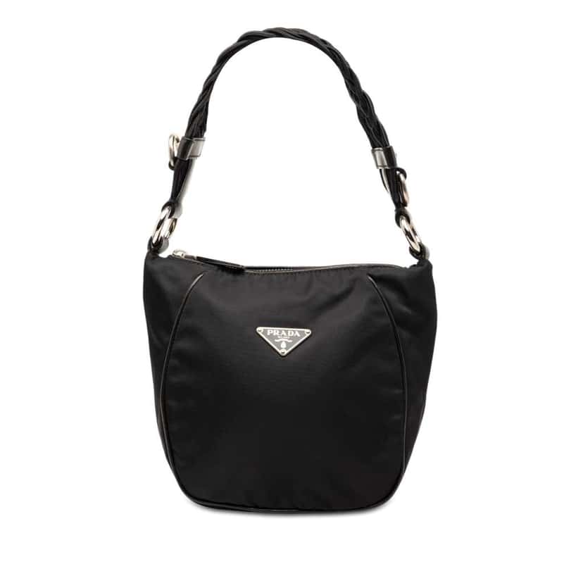 Prada Tessuto Braided Handbag Black Very good condition - Front View