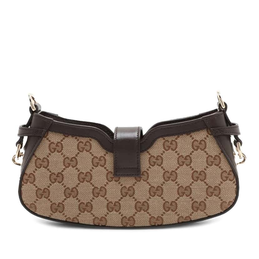 Gucci Mini GG Canvas Web Moon Side Shoulder Bag Beige Canvas Very good condition - Back View