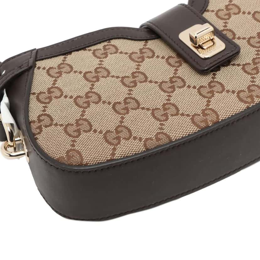 Gucci Mini GG Canvas Web Moon Side Shoulder Bag Beige Canvas Very good condition - Box View