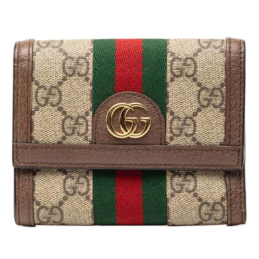 Gucci GG Supreme Web Ophidia Trifold Wallet Beige Canvas Very good condition - Front View