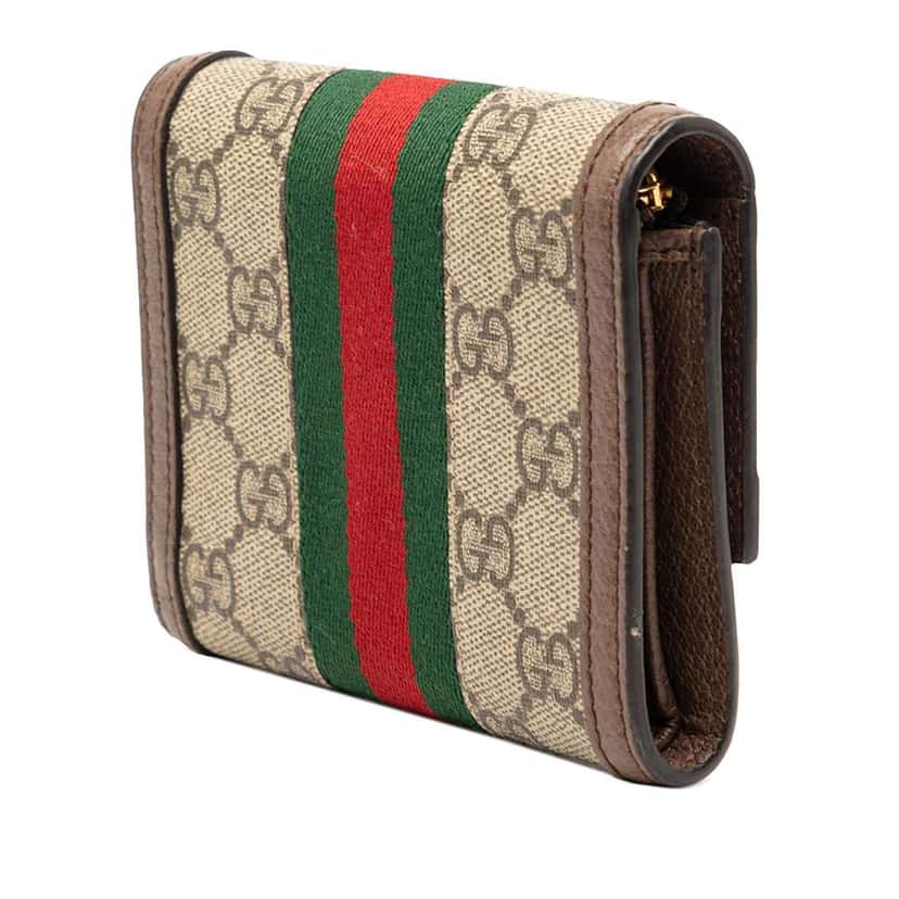 Gucci GG Supreme Web Ophidia Trifold Wallet Beige Canvas Very good condition - Back View