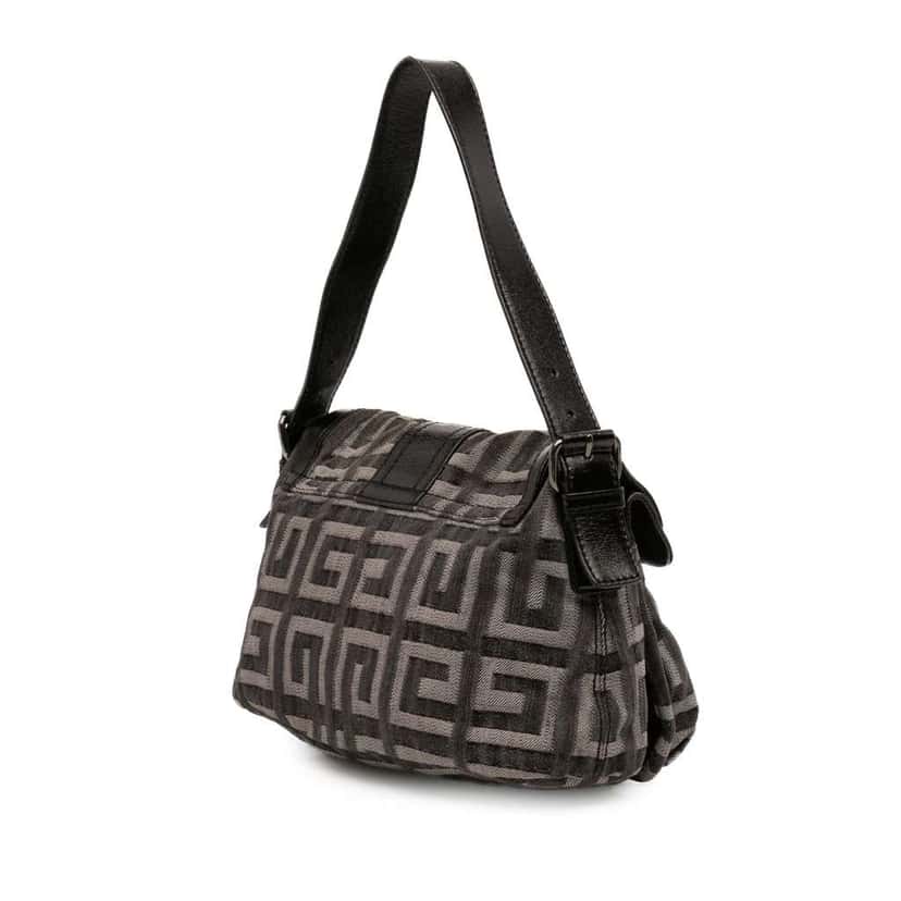 Givenchy Leather Trimmed Monogram Denim Shoulder Bag Grey Denim Very good condition - Back View